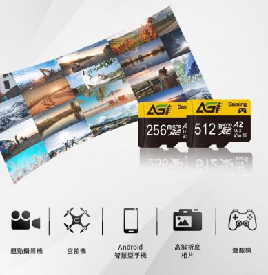 AGI U1 V30 4K A2 MICRO SD CARD 亞奇雷 記憶卡 附轉卡 512GB #U1V30-512GB [香港行貨]